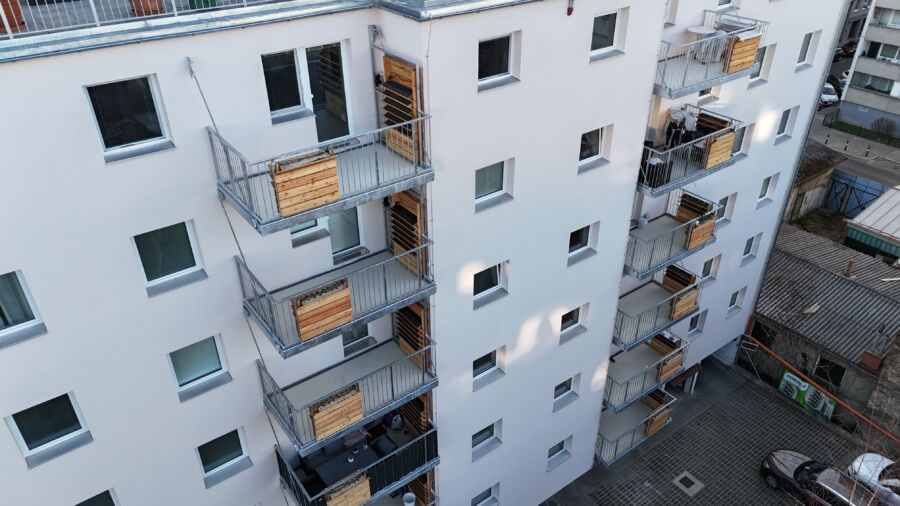 Die Balkone im Innenhof nach der Fertigstellung (c) Rhomberg Bau WienGmbH