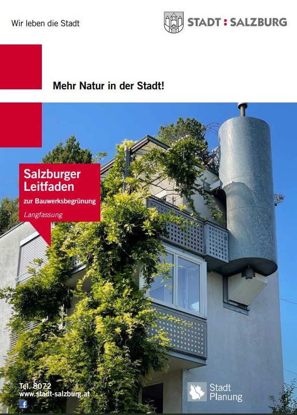 Der Salzburger Leitfaden zur Bauwerksbegrünung wurde in einer Kurz- und Langfassung veröffentlicht. Zudem können sich Büger:innen in einer Ausstellung im Schloss Mirabell informieren.